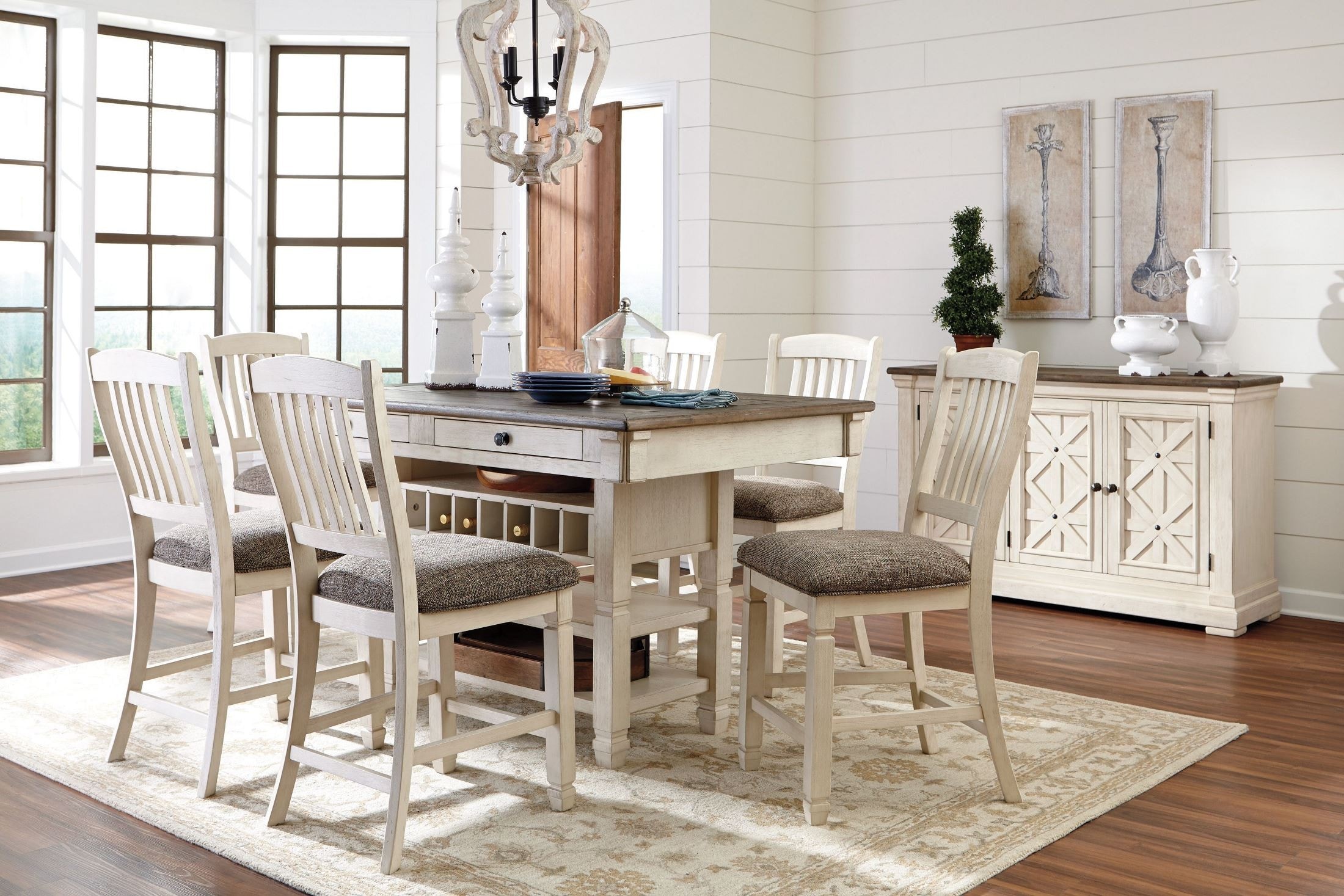 Pub table with storage and online chairs